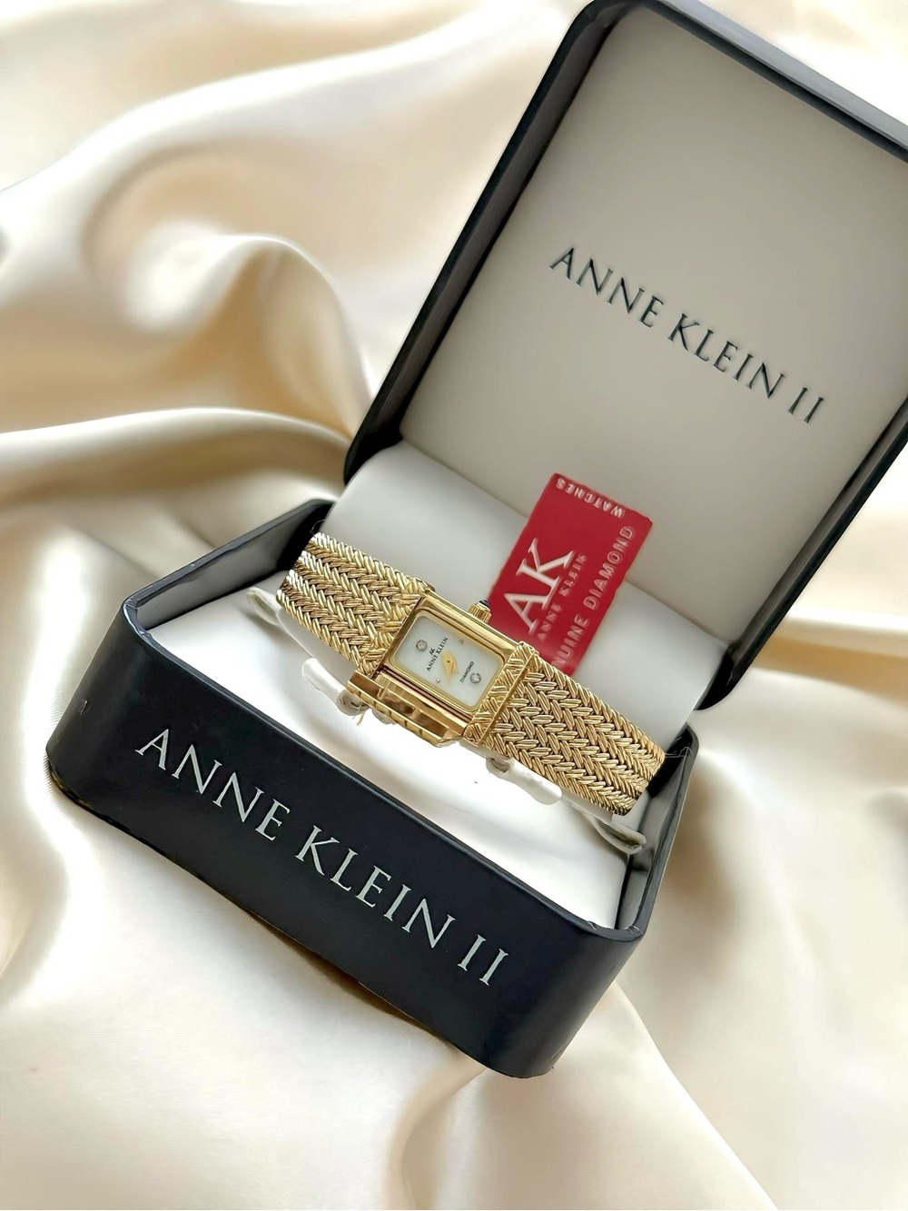 AUTHENTIC RARE VINTAGE ANNE KLEIN DIAMOND HIDDEN DIAL WATCH